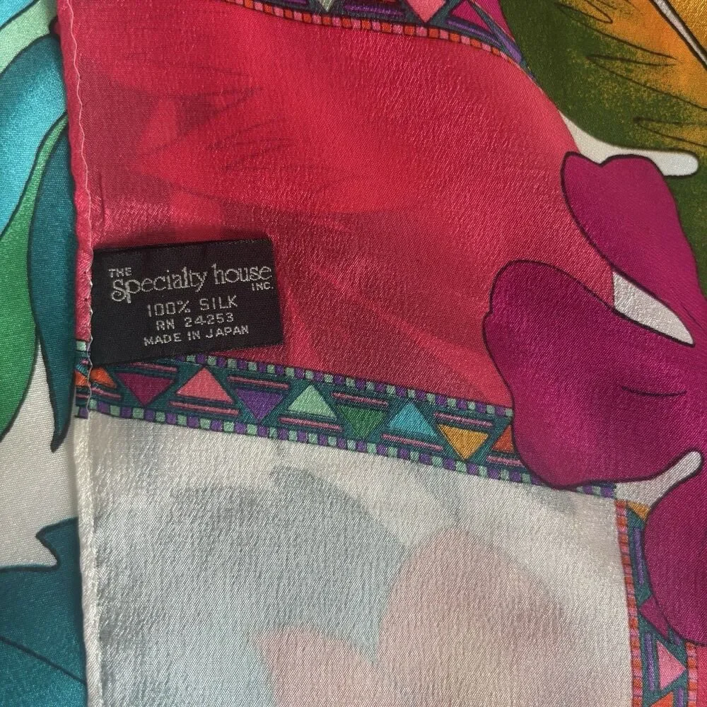VINTAGE SPECIALTY HOUSE Floral 100% Silk Scarf